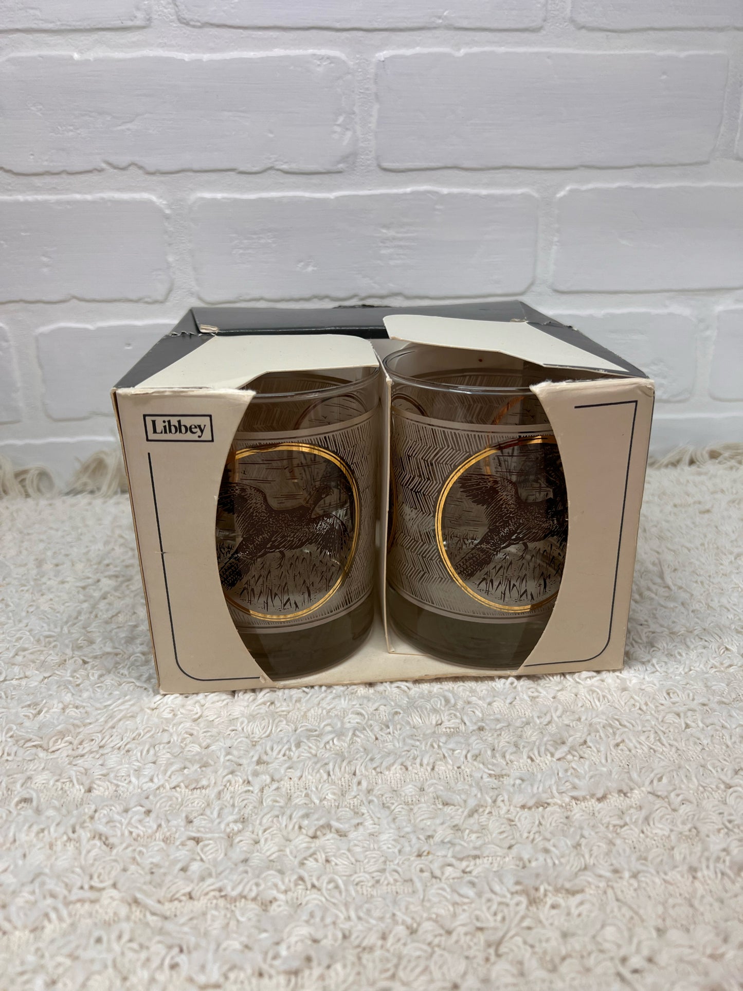Libbey Glass Set New in Box - Game Birds 14oz Tumblers