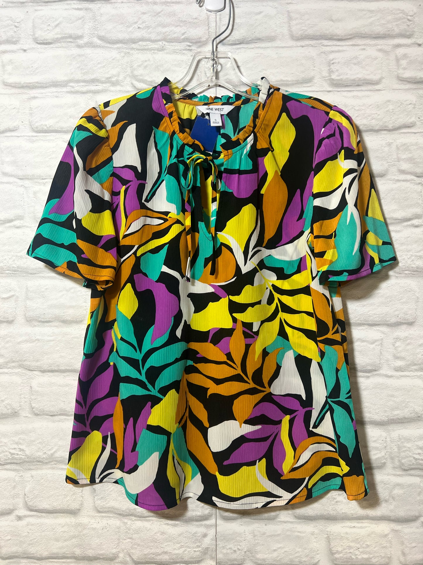 Size S Nine West multicolor semi-sheer blouse