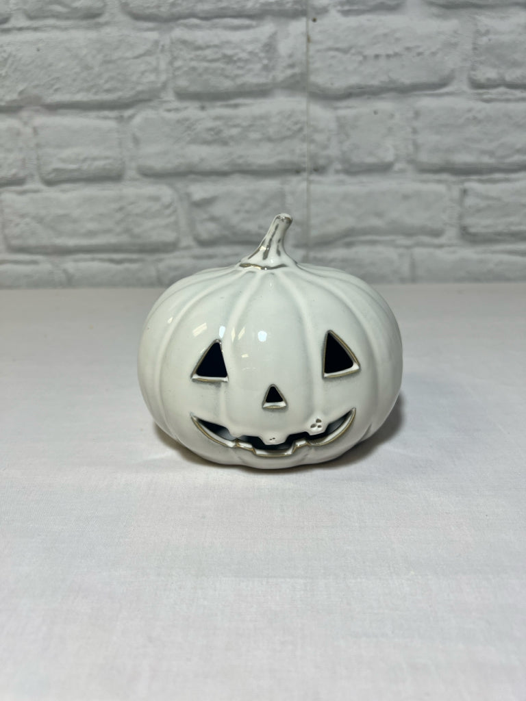 NEW White Ceramic Pumnpkin, 5" tall