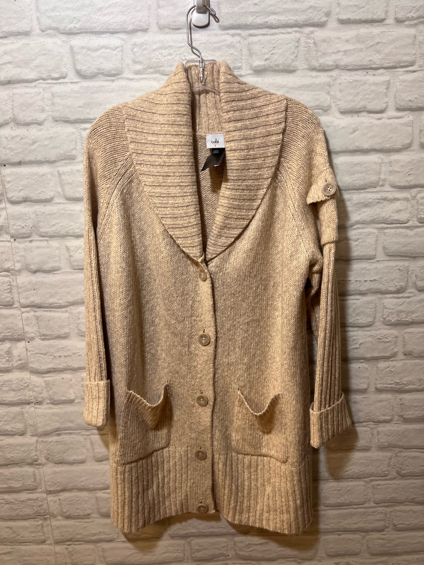 Size L CAbi Oatmeal Button Down Cardigan
