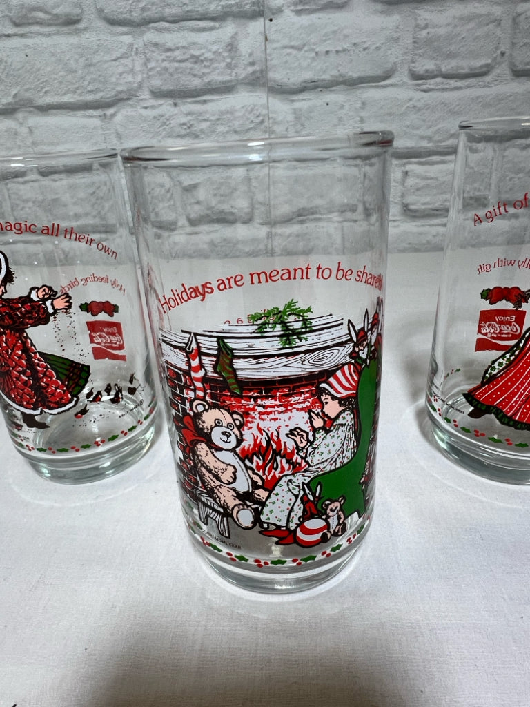 Hollie Hobbie Coca Cola Holiday Glass Trio