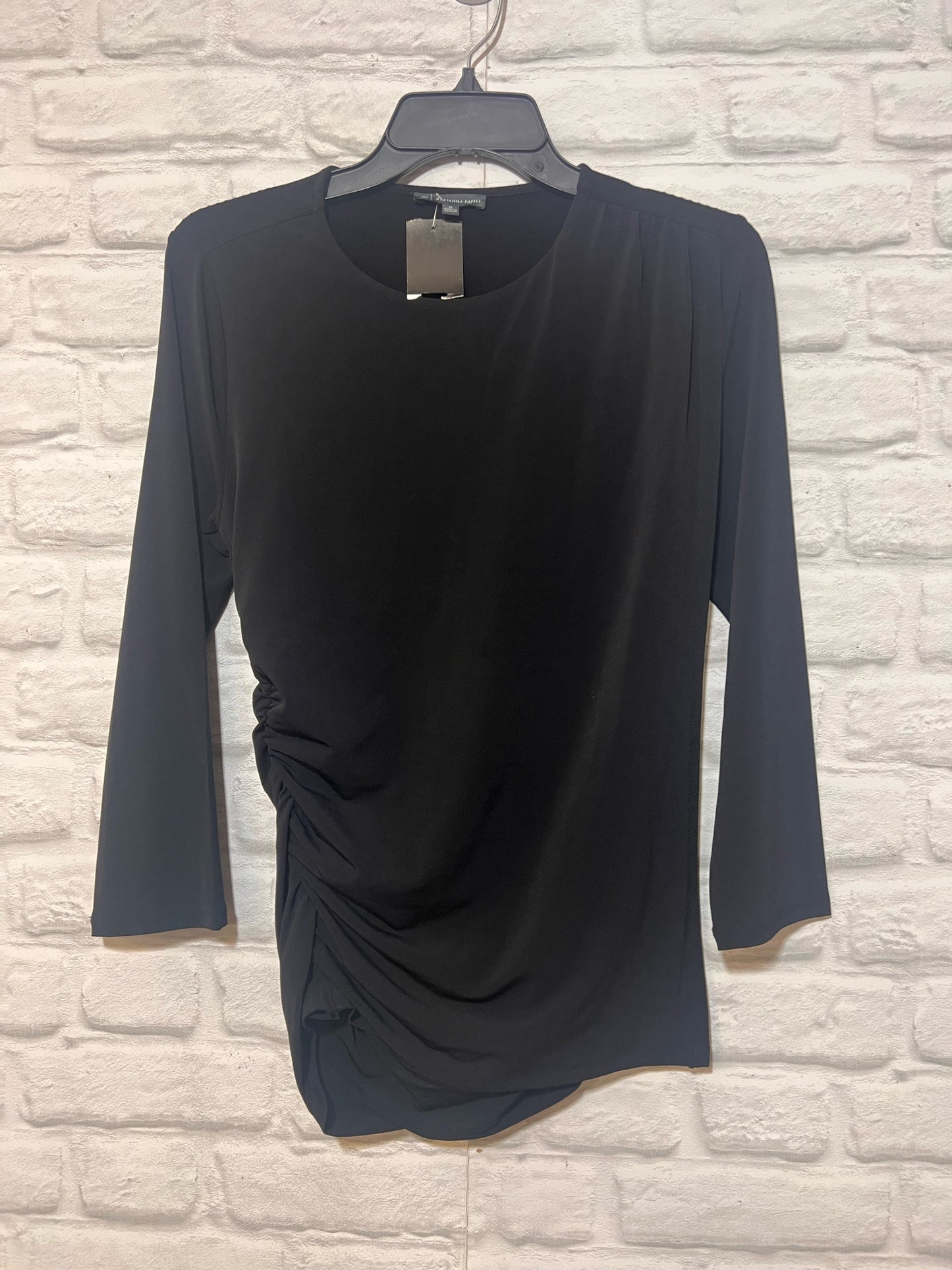 Size M Adrianna Papell Black Ruched Top
