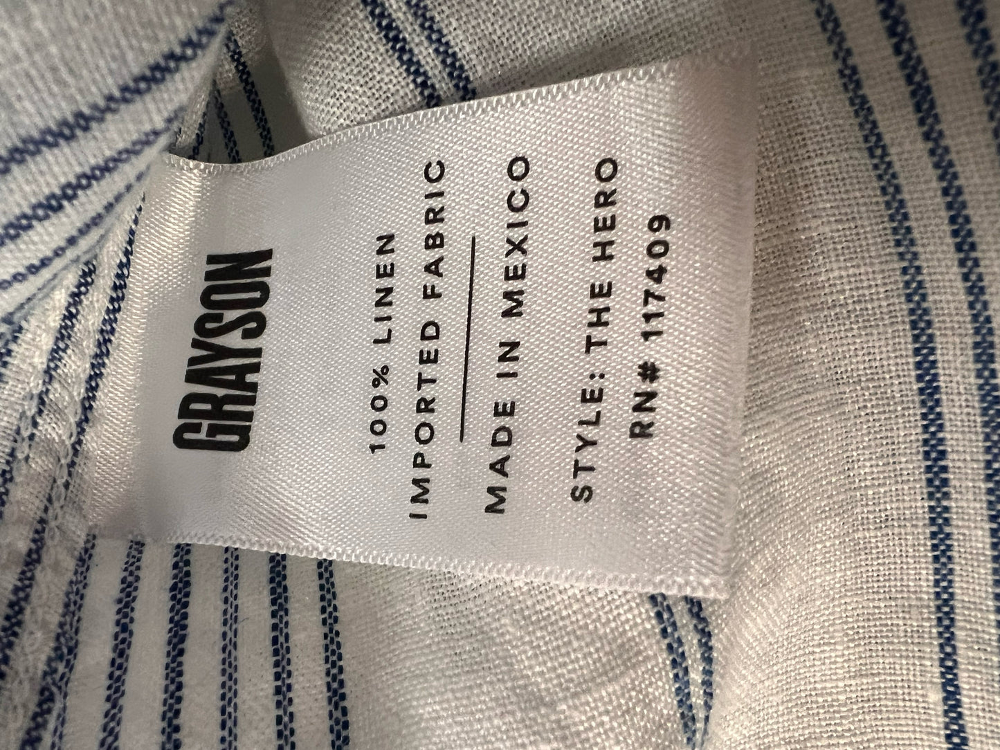 Size S Grayson 'The Hero' Oversized Striped Linen Shirt