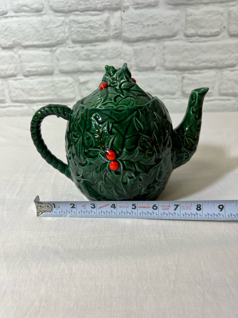 Lefton holly Christmas teapot, vintage