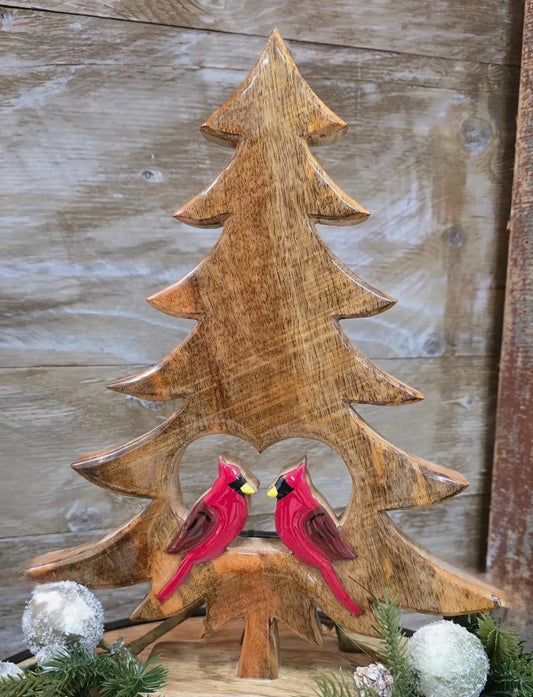 Cardinals in the Tree Wood Cutout Shelf Sitter 10.75 by 8.25 Inches