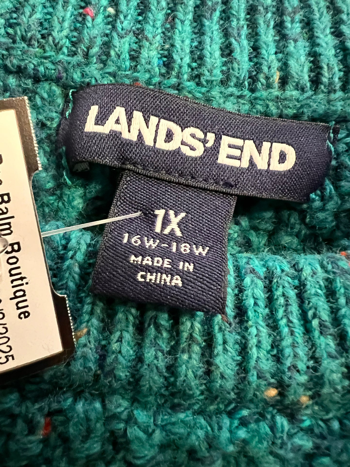 Size 1X Land's End Green/Blue Sweater