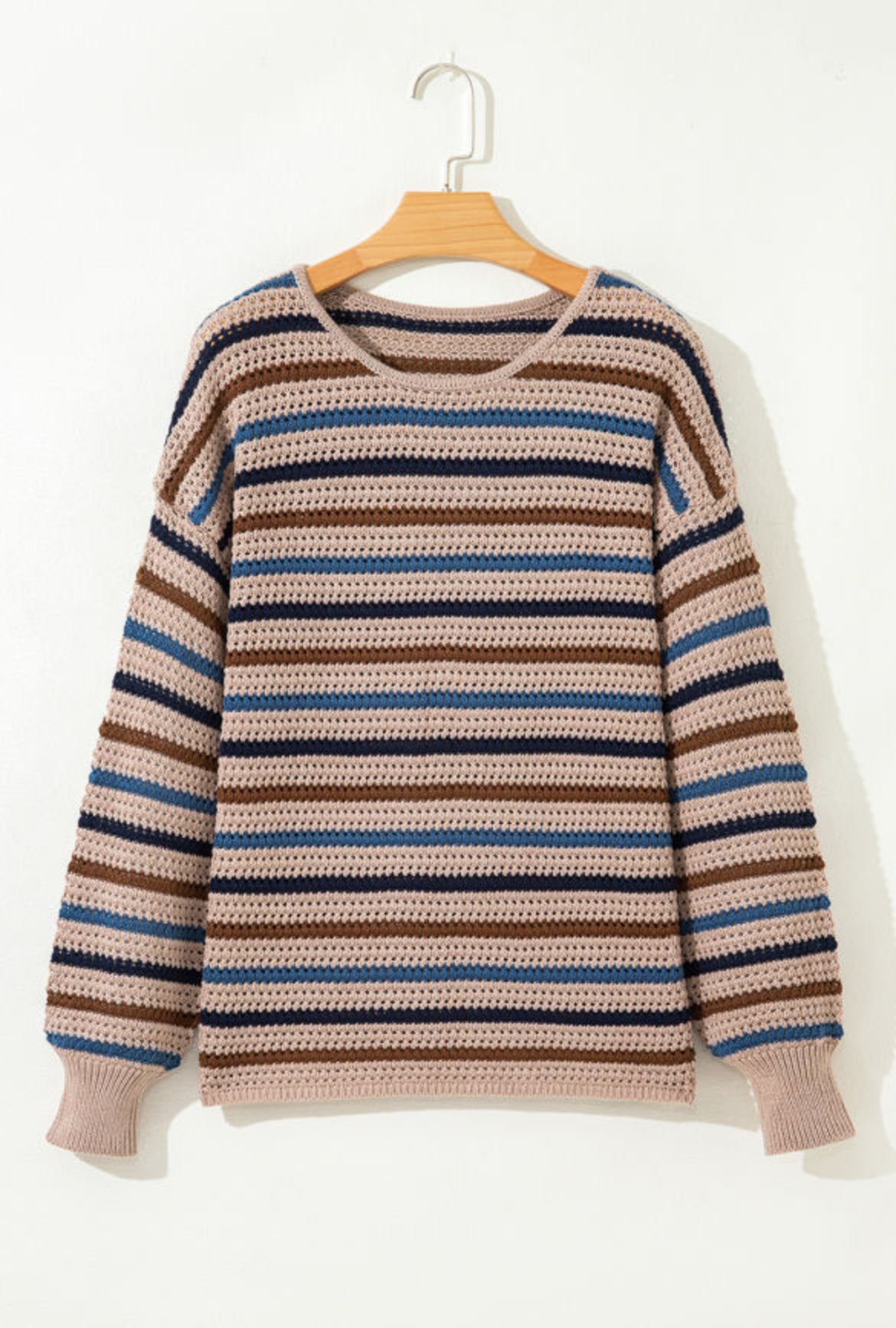 Striped Drop Shoulder Knit Sweater