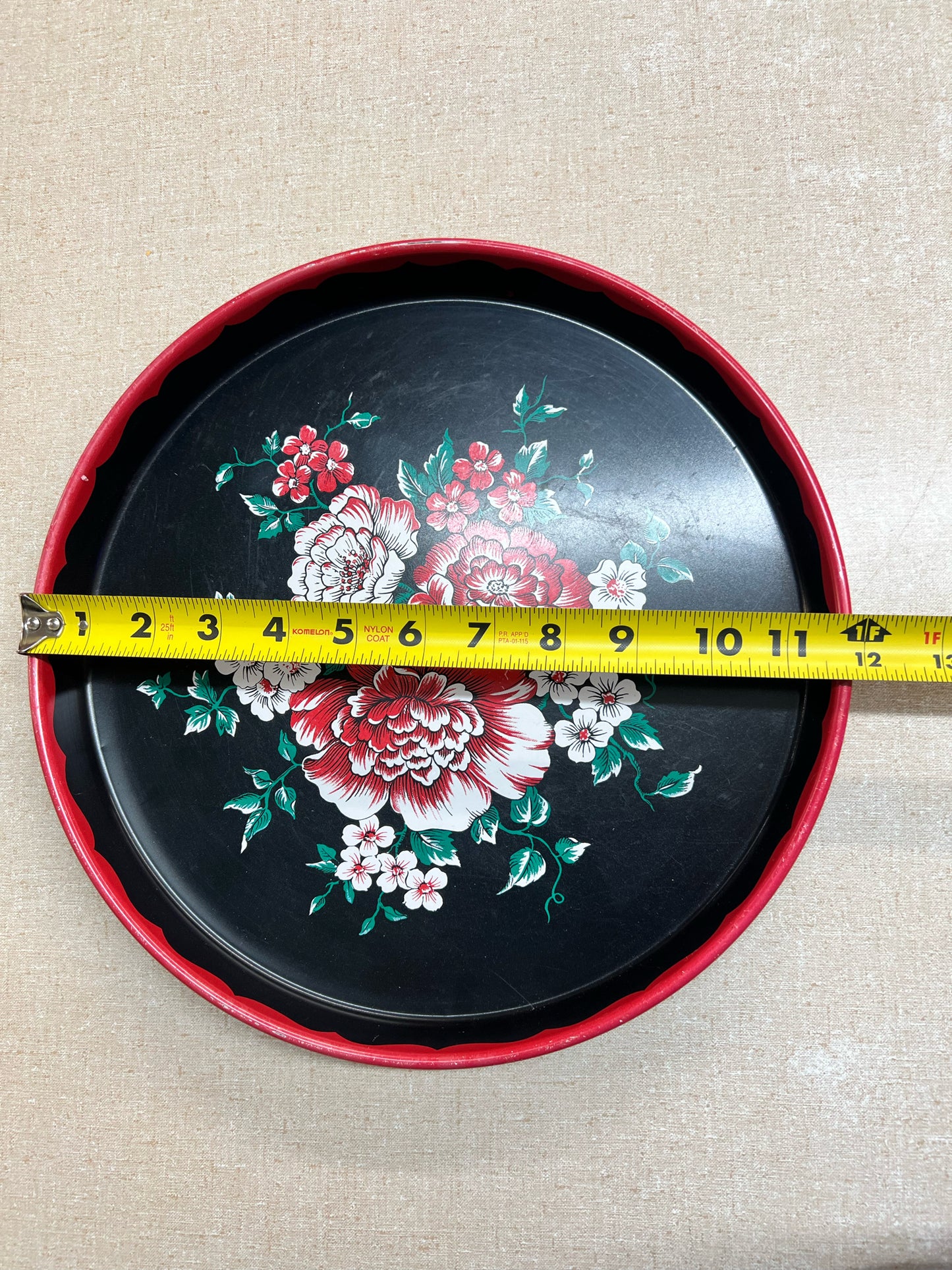 Vintage floral round serving tray