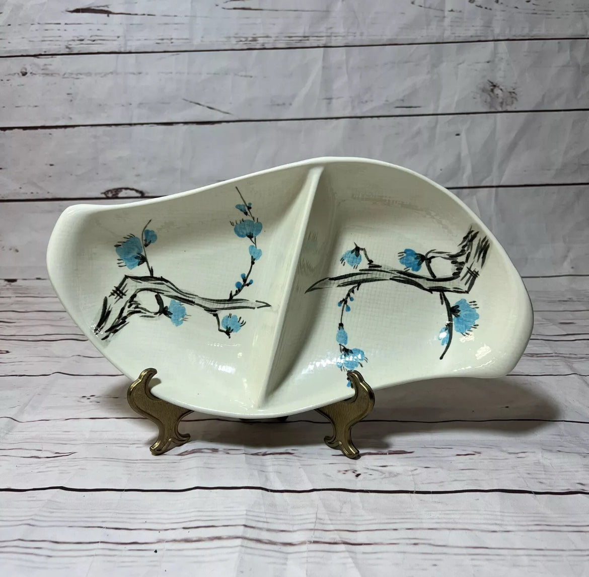Red Wing Pottery Driftwood pattern divided serving dish