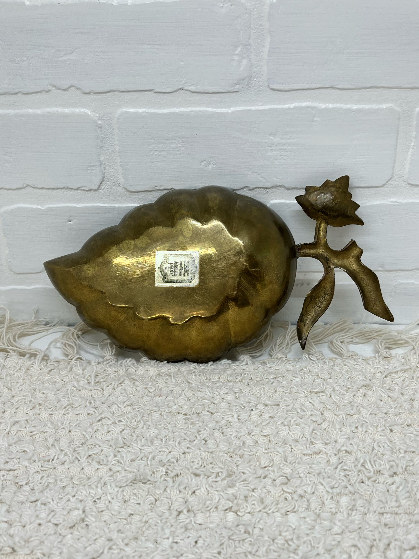 Vintage brass leaf trinket dish