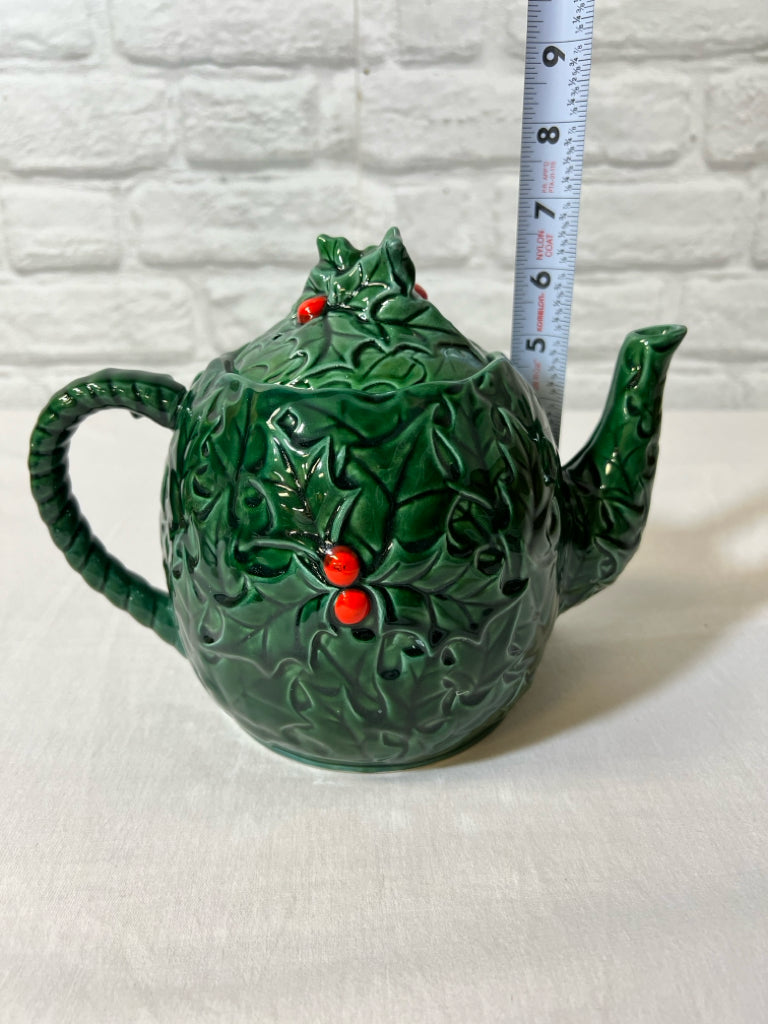 Lefton holly Christmas teapot, vintage