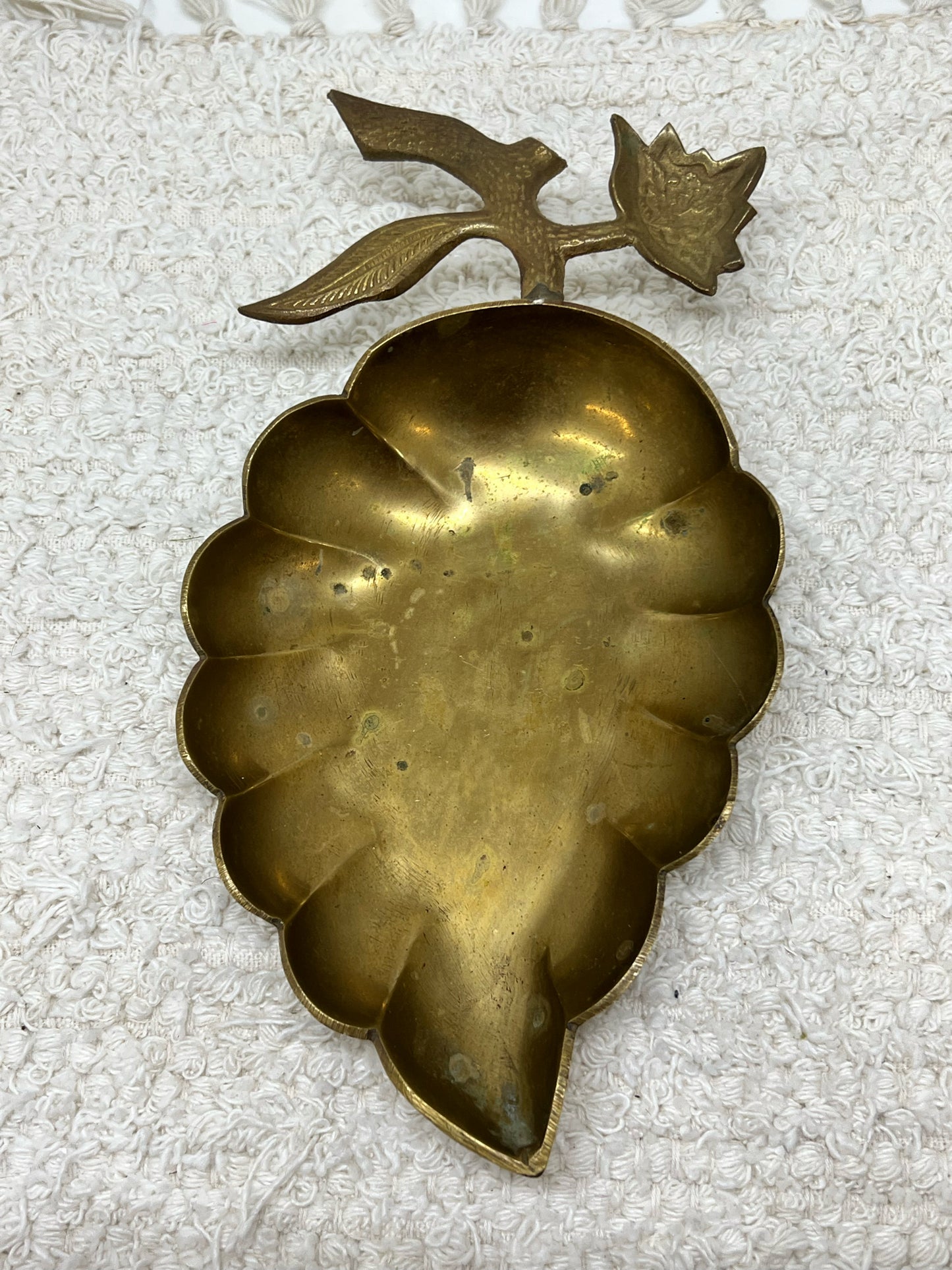 Vintage brass leaf trinket dish
