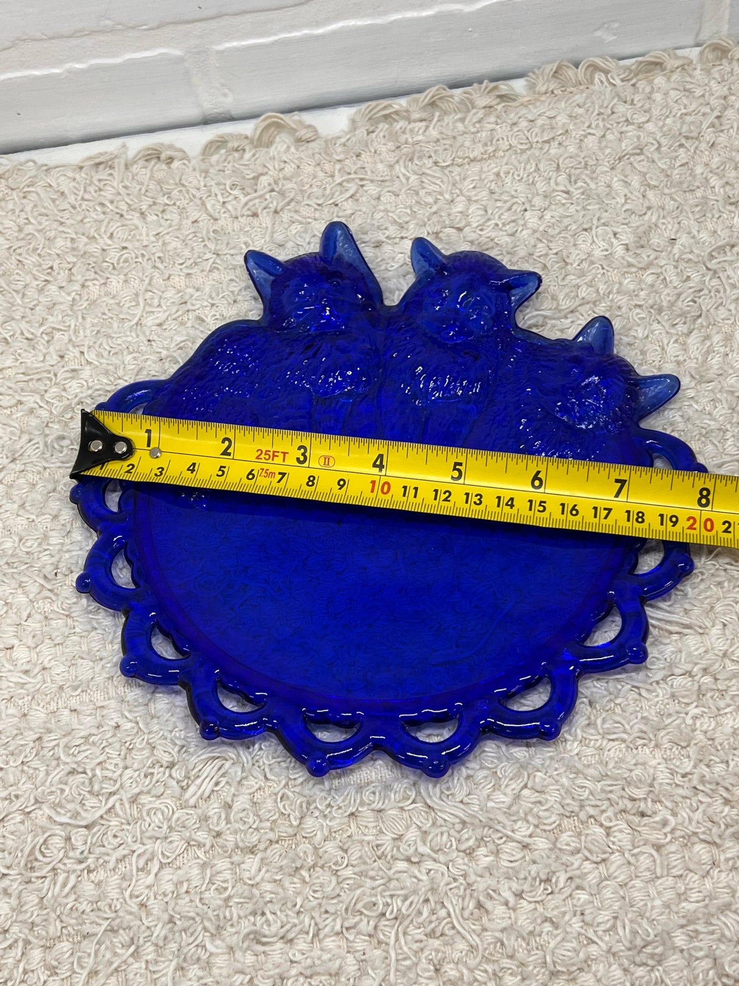 Westmoreland Three Kittens Cobalt Blue Plate