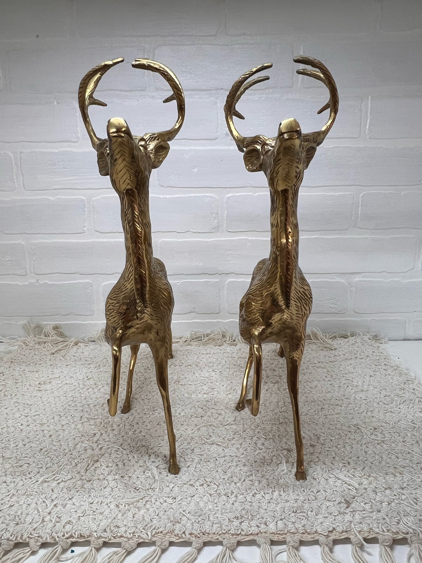 Vintage Pair of Brass Deer - Large