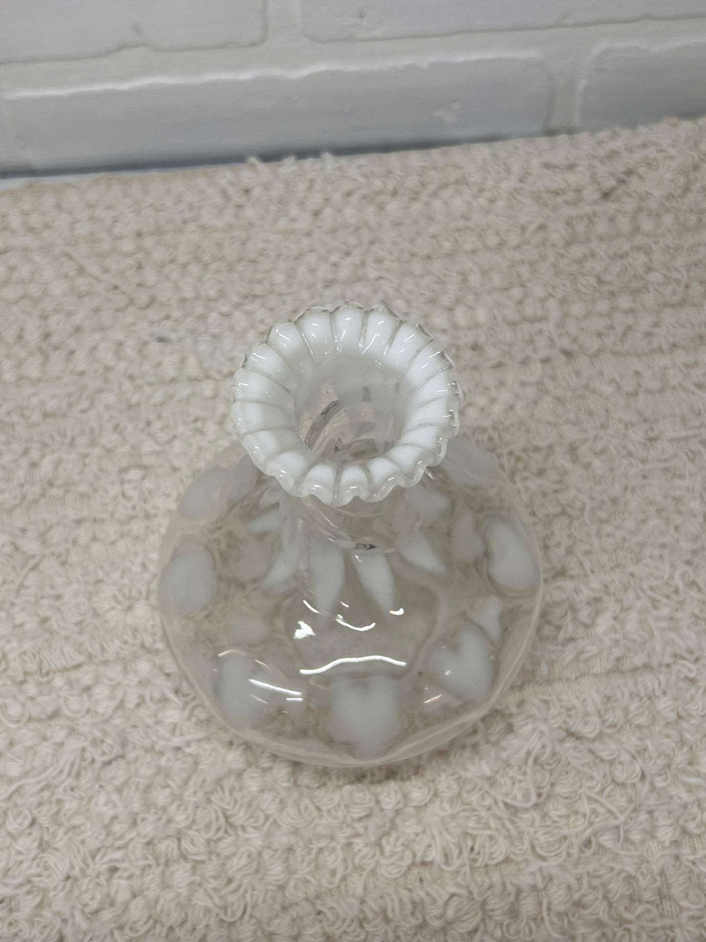 Fenton White Optic Heart Vase