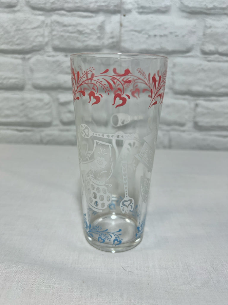 Vintage colonial pattern tall drinking tumbler
