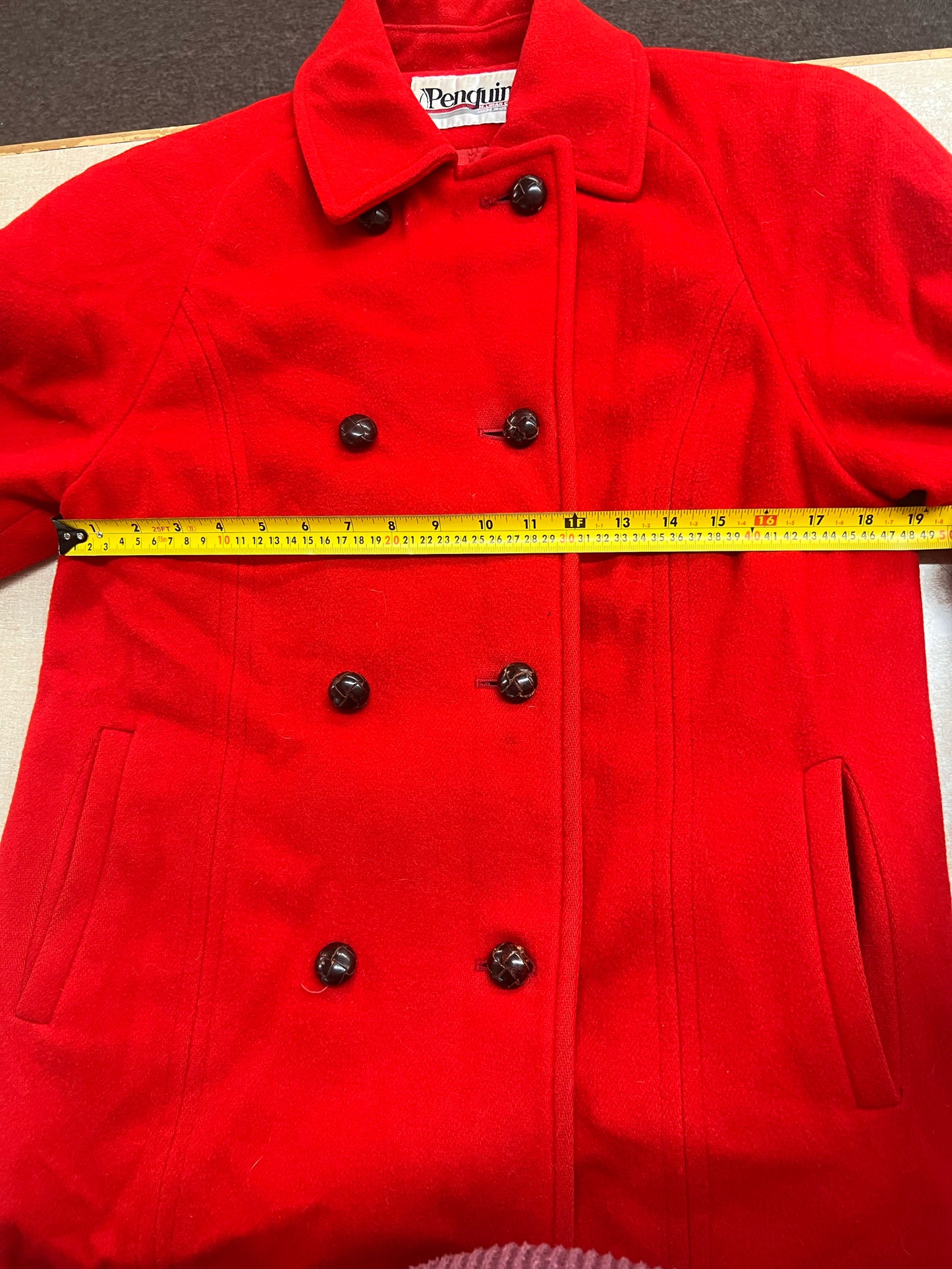 Vintage Penguin Red Wool Coat Size 6