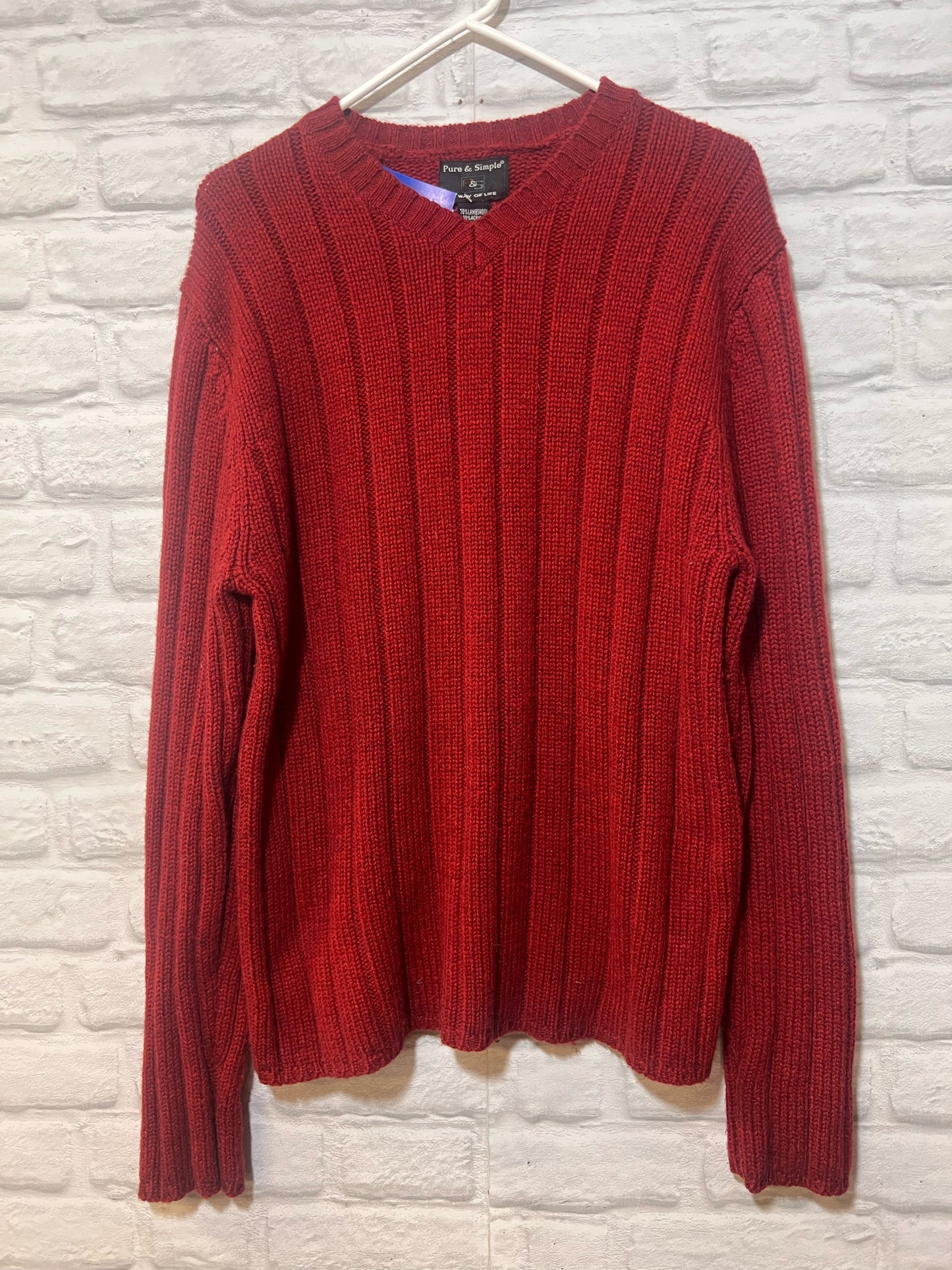 Size M Pure & Simple Red Lambswool Blend Sweater