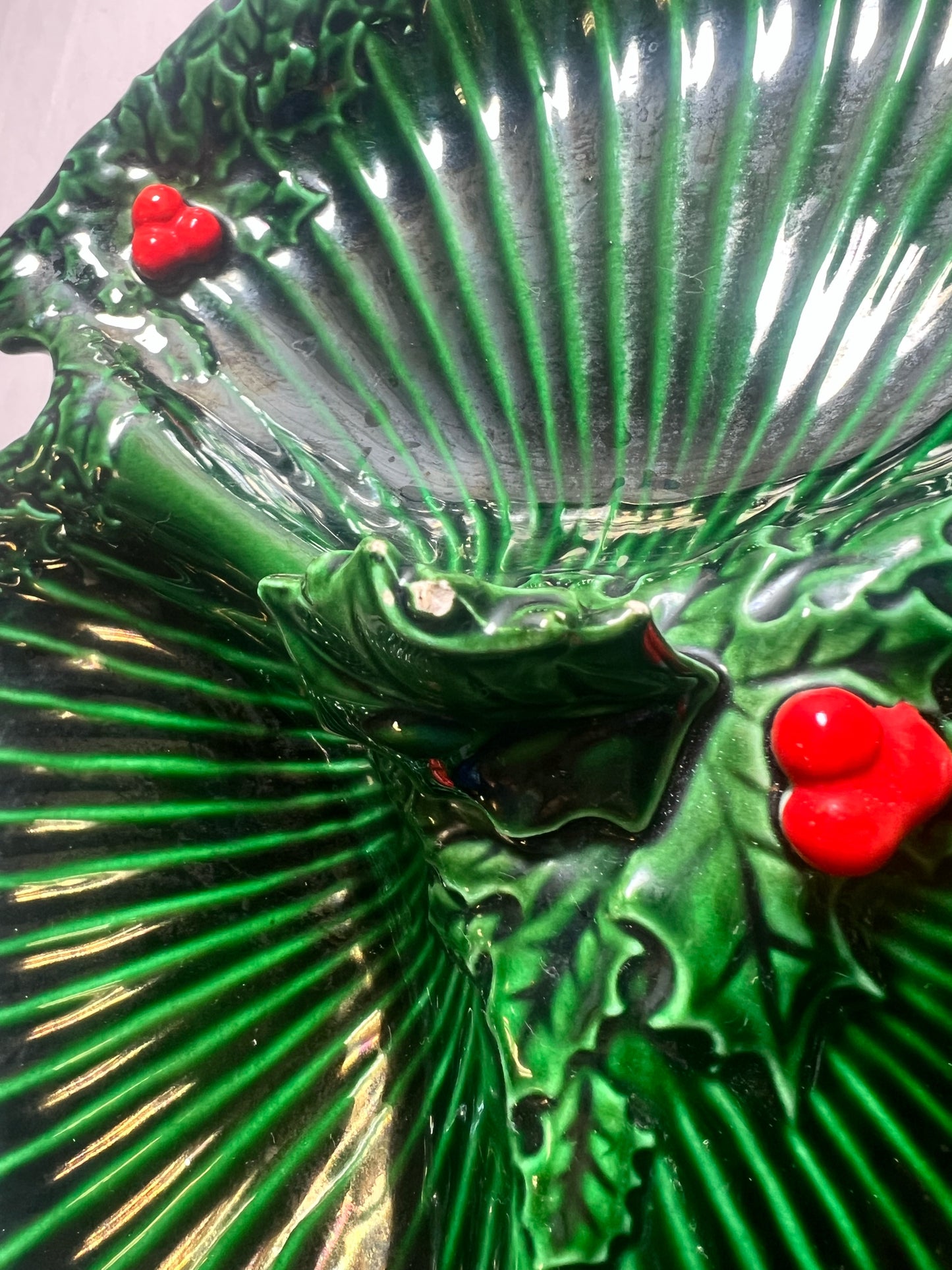 Inarco divided relish tray in Christmas pattern