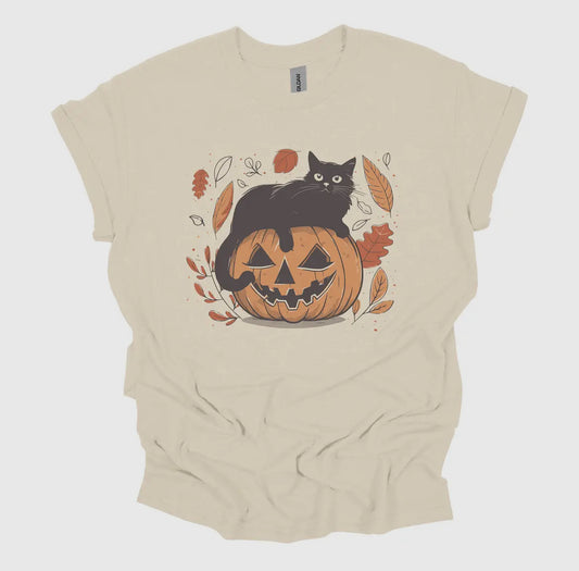 Fall Kitty with Pumpkin T-Shirt