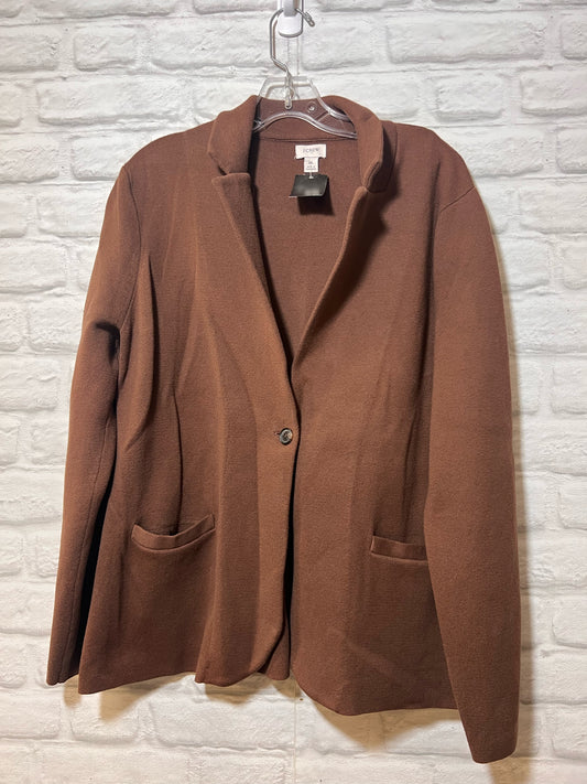 Size XL J. Crew Brown Knit One Button Blazer/Cardigan