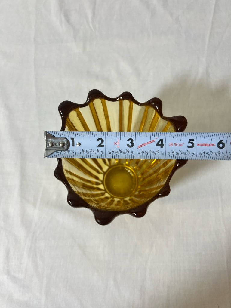 Fostoria honey/amber ribbed glass vase