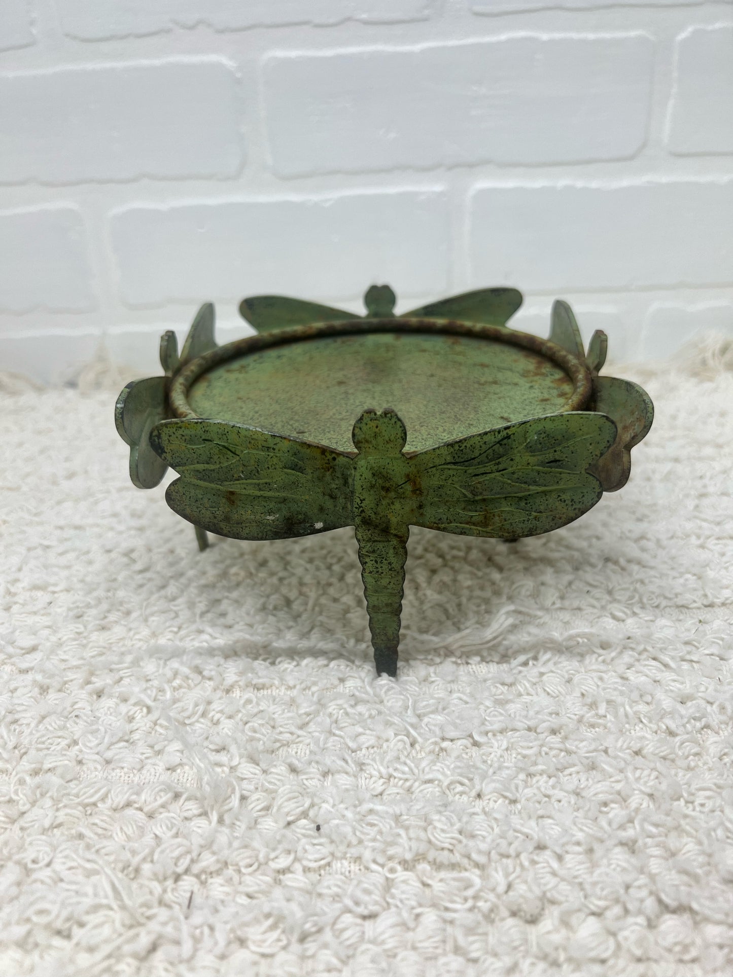 Rustic dragonfly candle stand