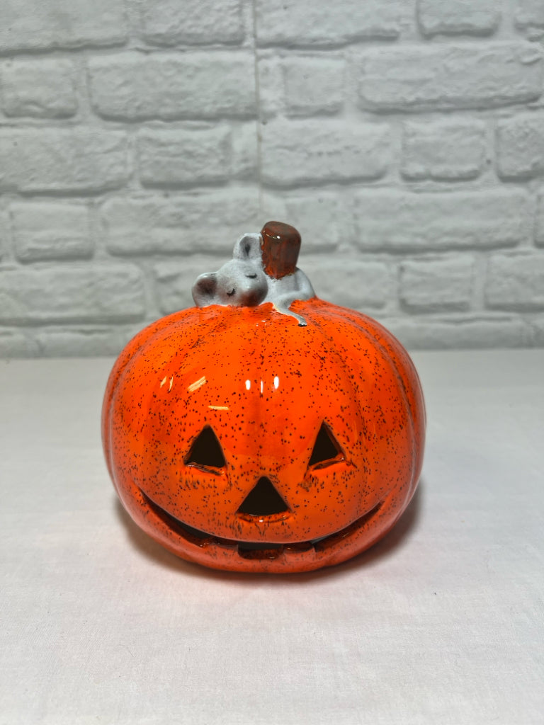 Vintage Halloween ceramics glass jack-o-lantern
