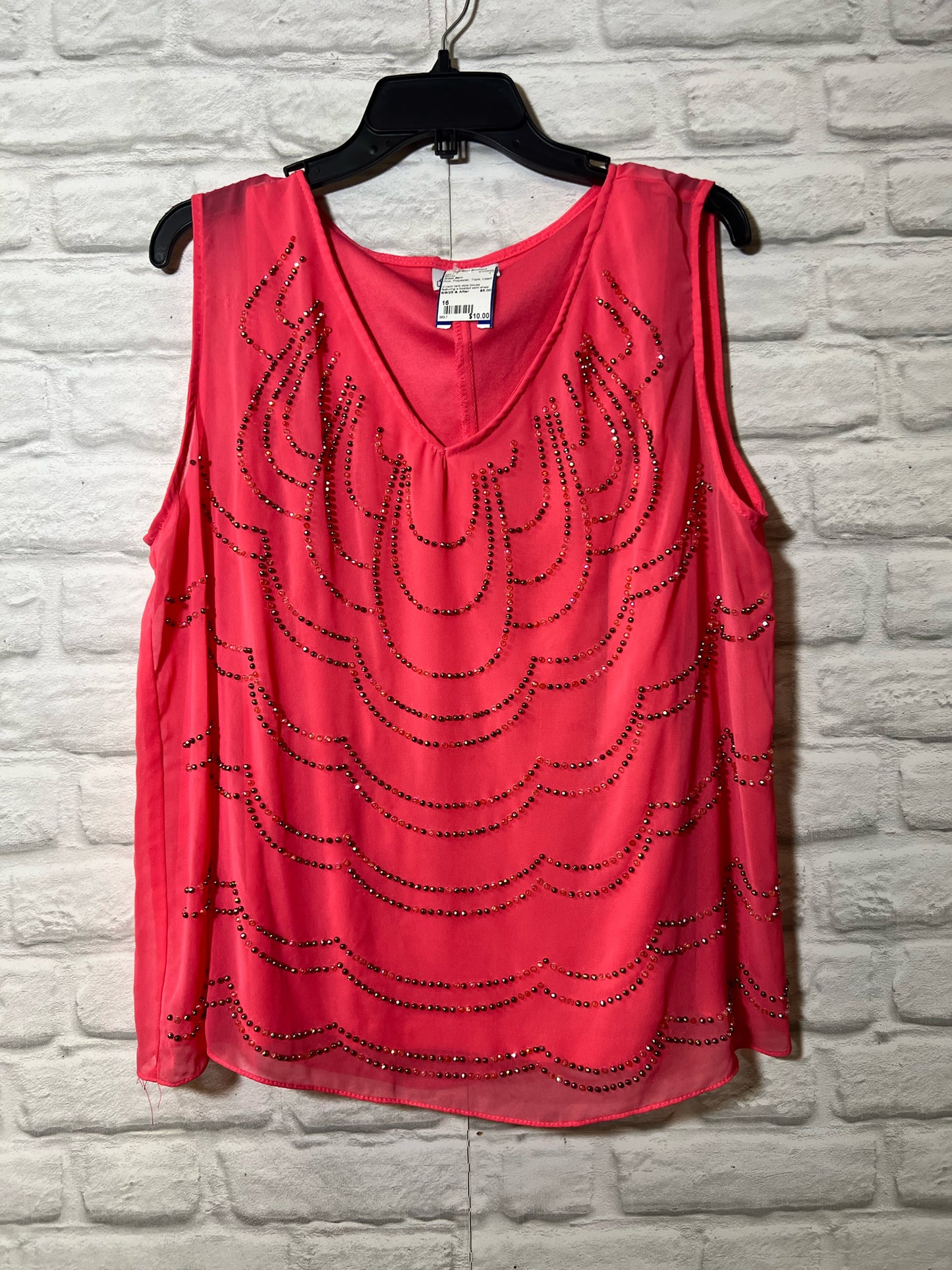Size 16 Dress Barn pink beaded top