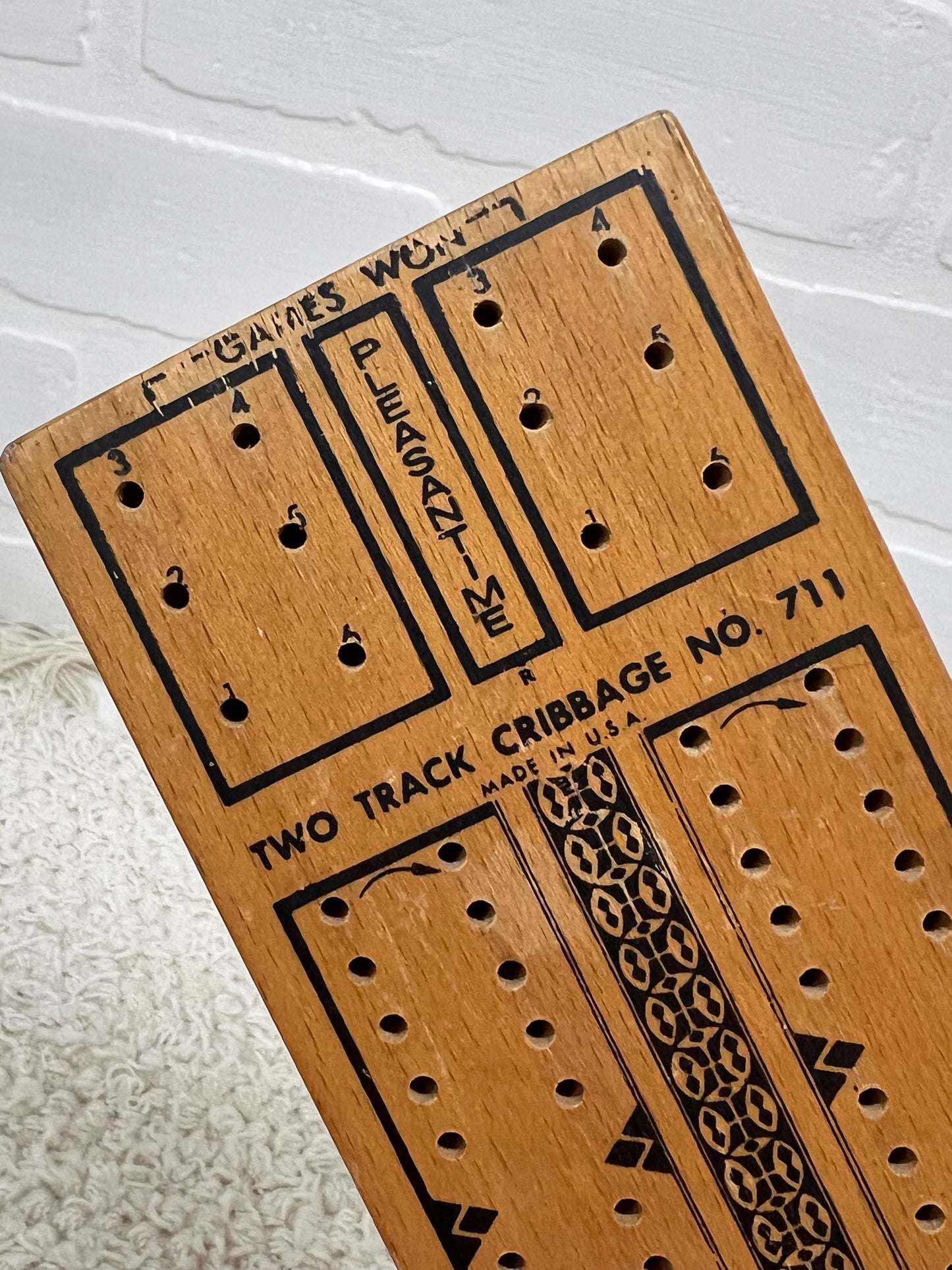 Vintage wood cribbage board