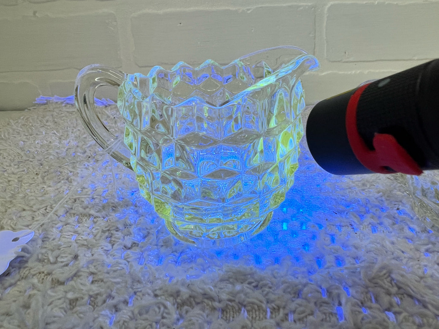 Clear Uranium Glass Cream & Sugar Set