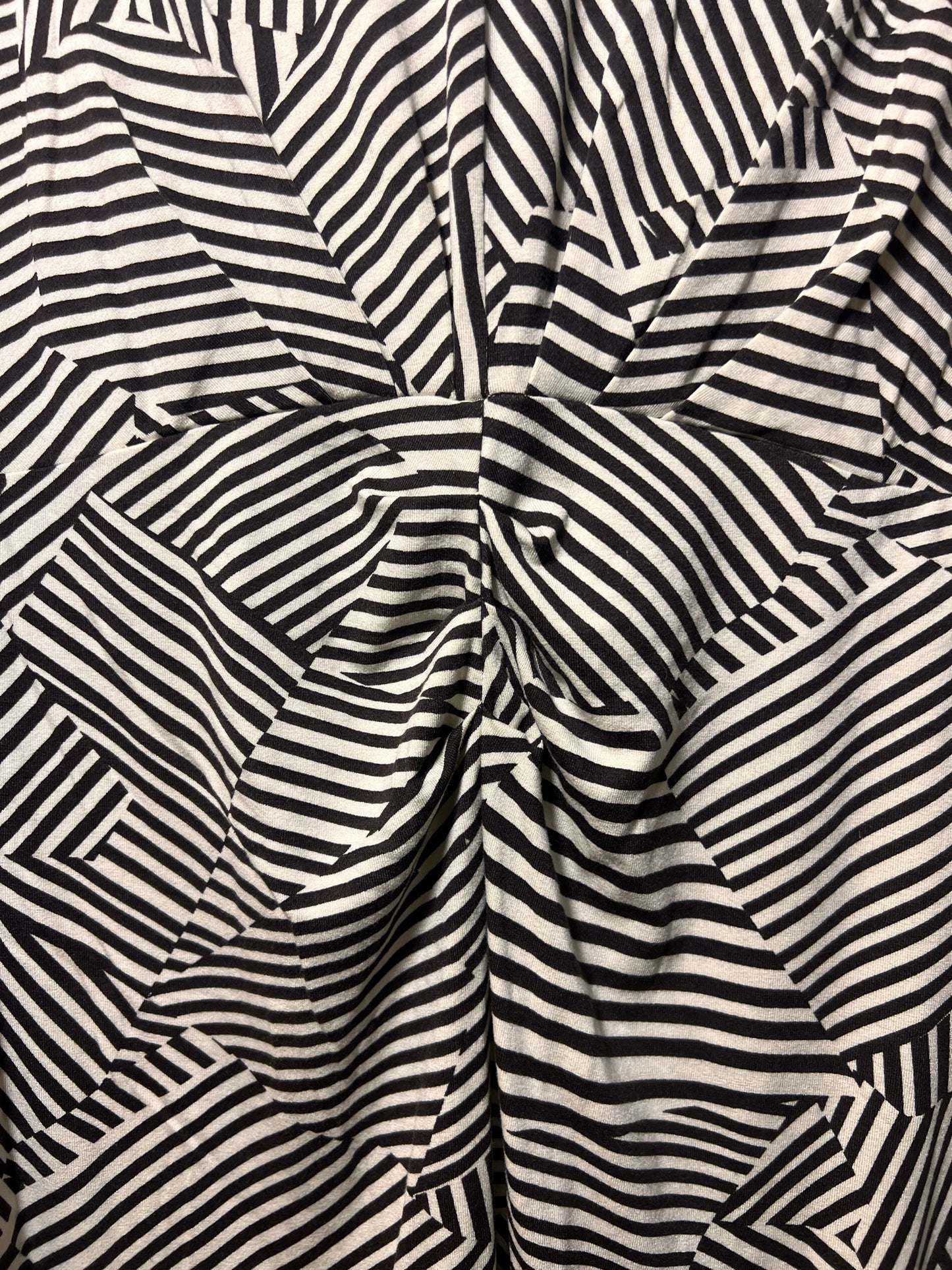 Size L CAbi Geometric Stripe Black & White Dress