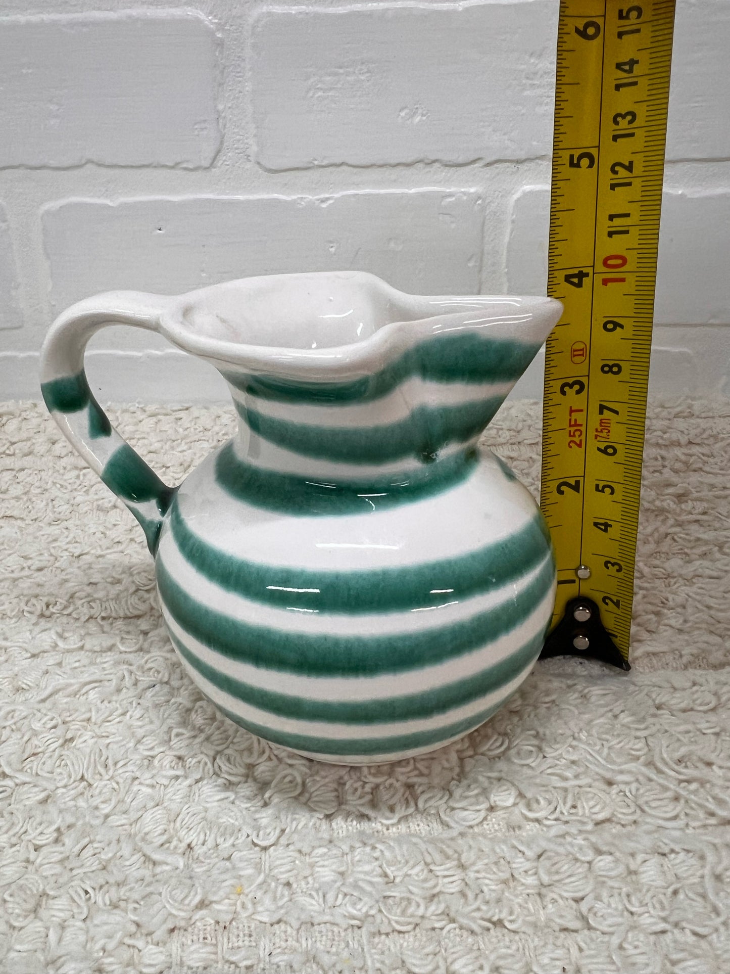 Vintage Austrian Aichwalder MCM Green Striped Creamer