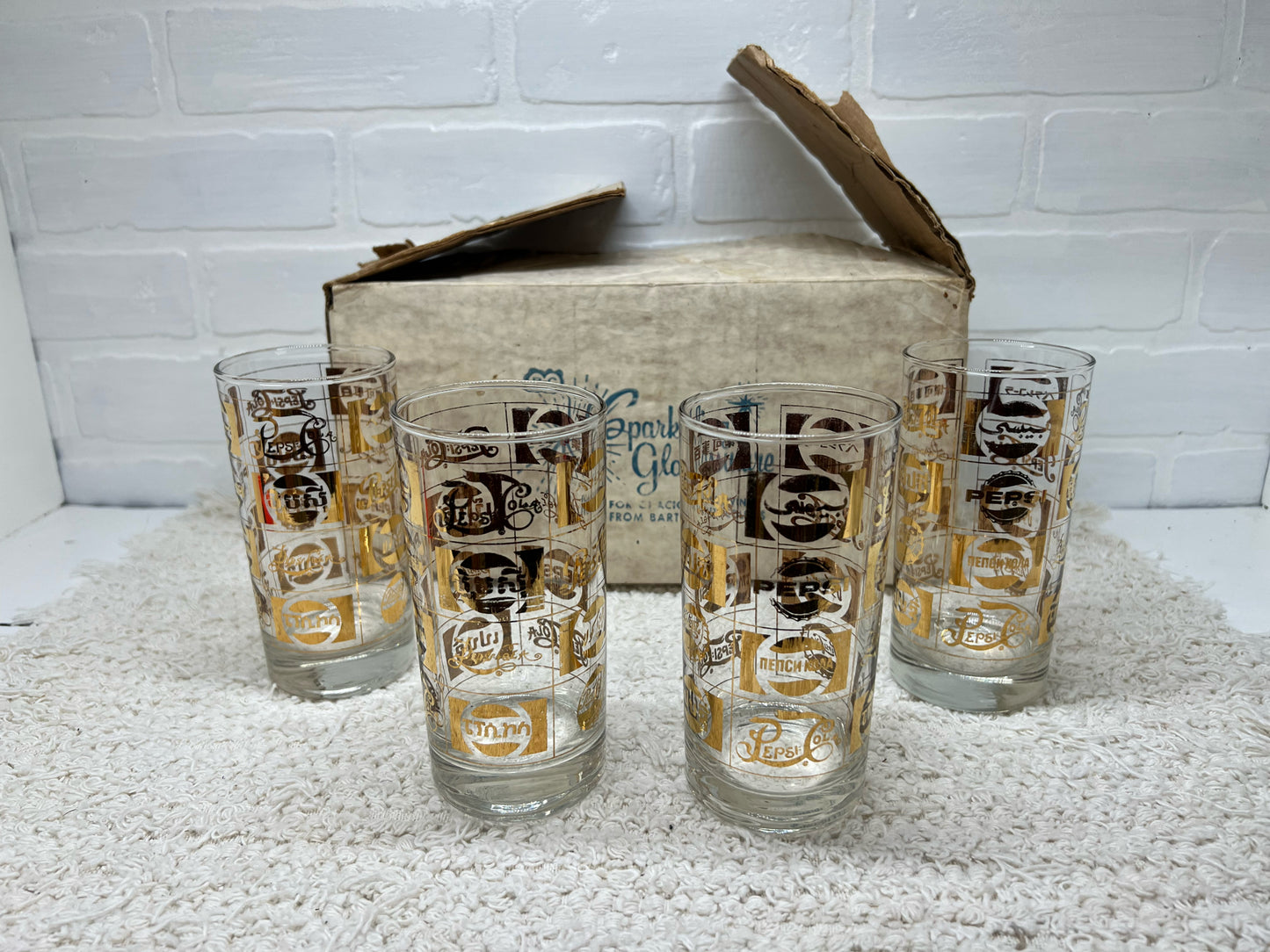 Bartlett Collins Pepsi gold glass set - four glasses