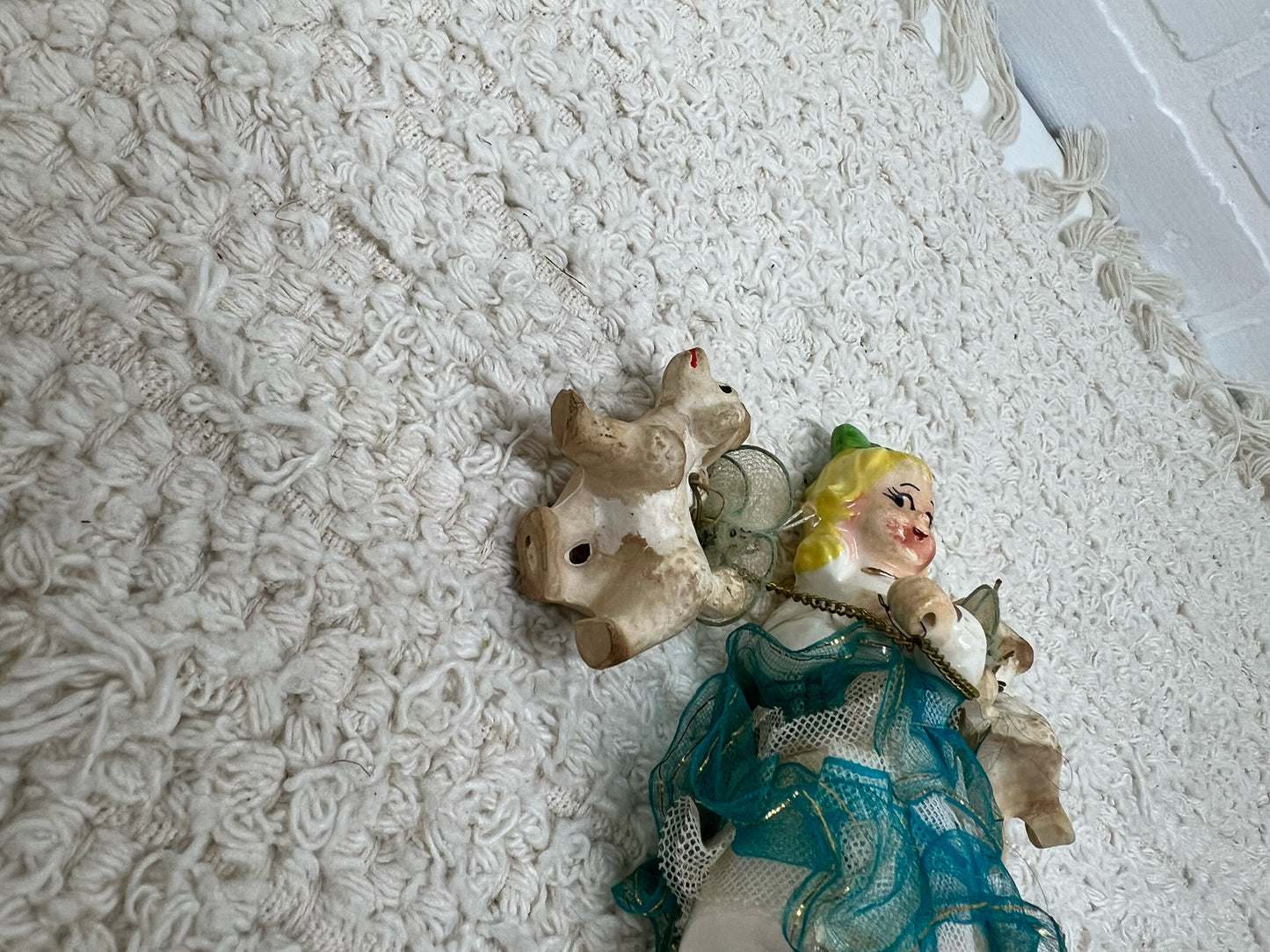 Vintage figurine- girl walking two fairy poodles