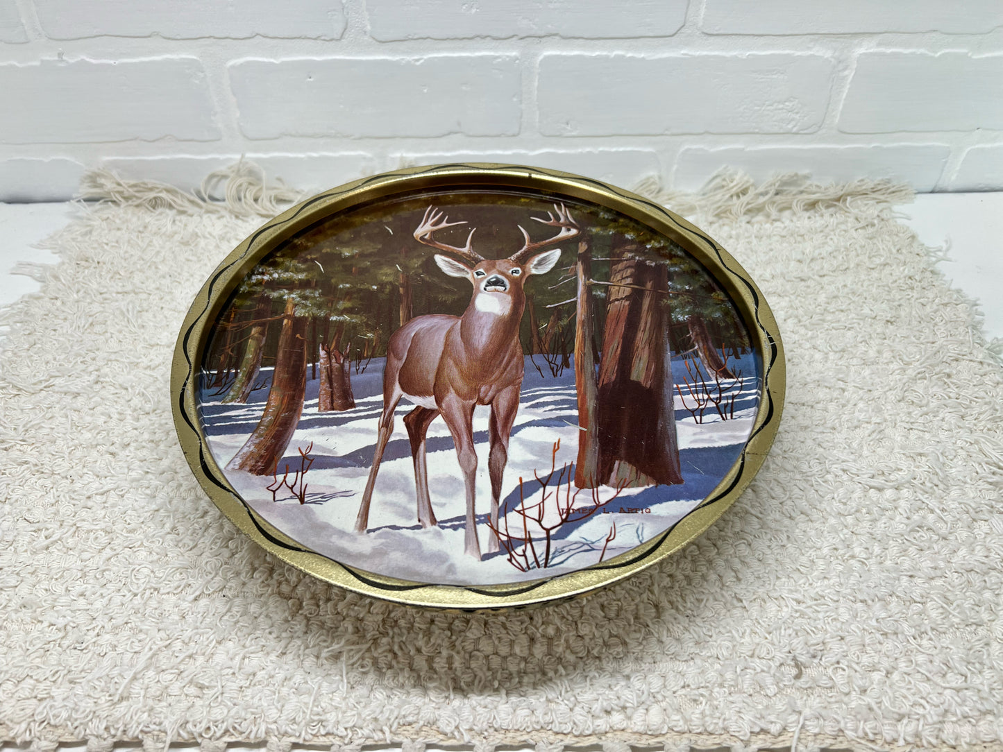 Vintage Lazy Susan with deer tray