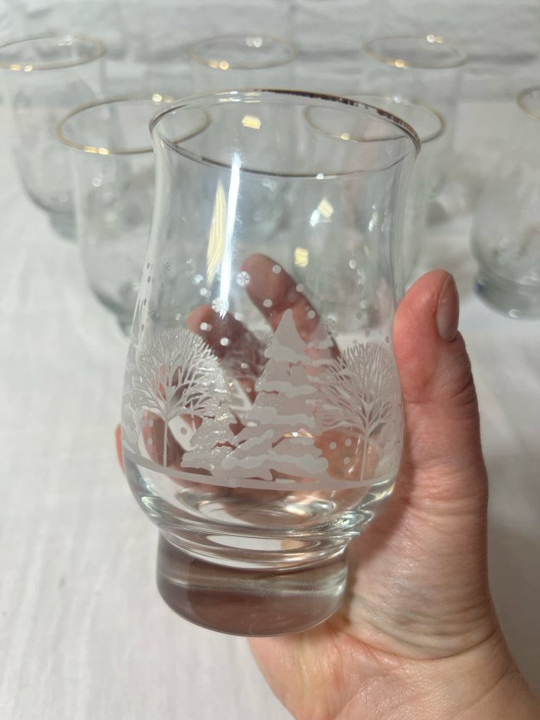 Libbey Glass frosty winter scene glass set (7)