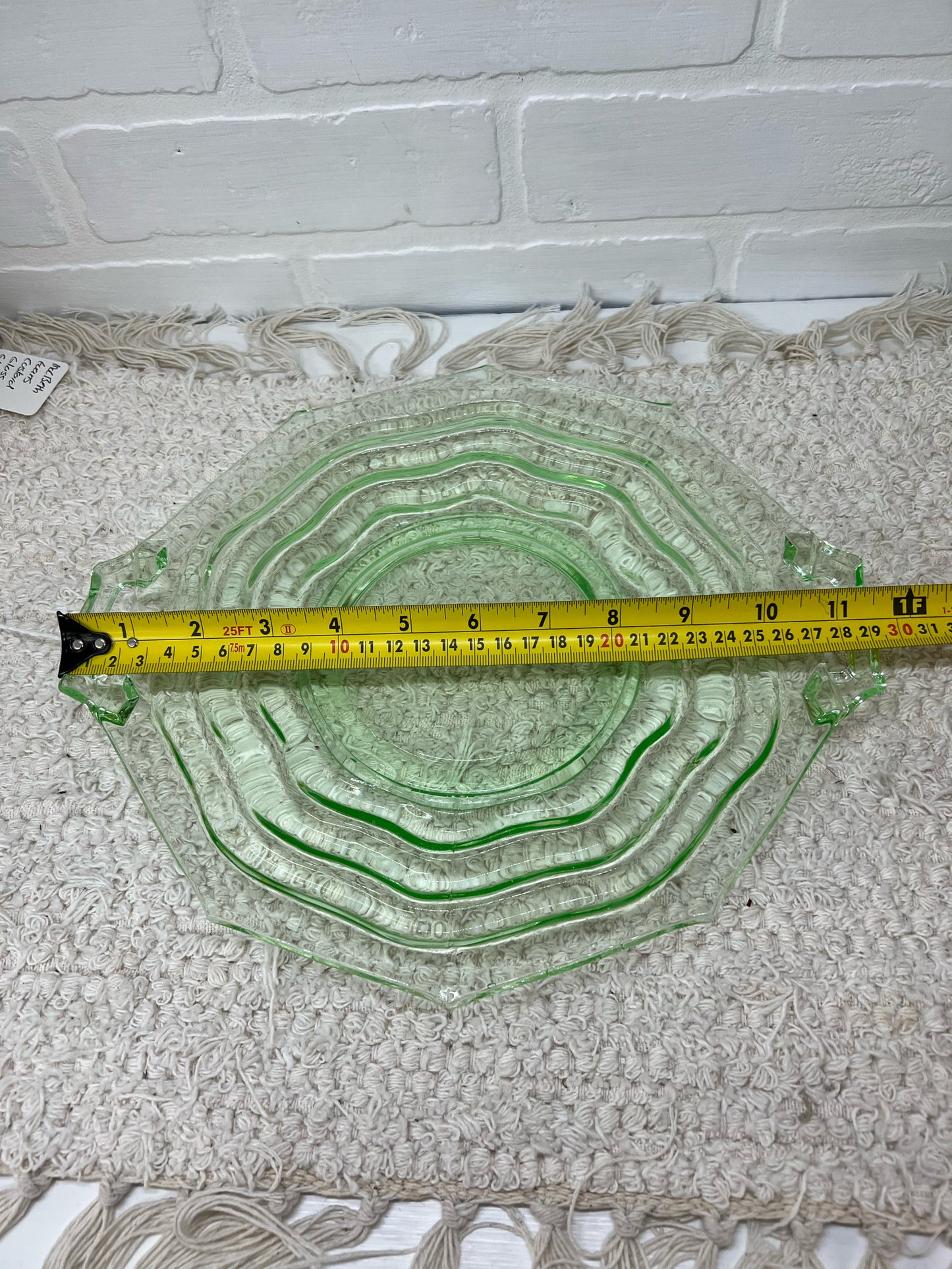 Jenkins Glass ocean wave uranium glass platter