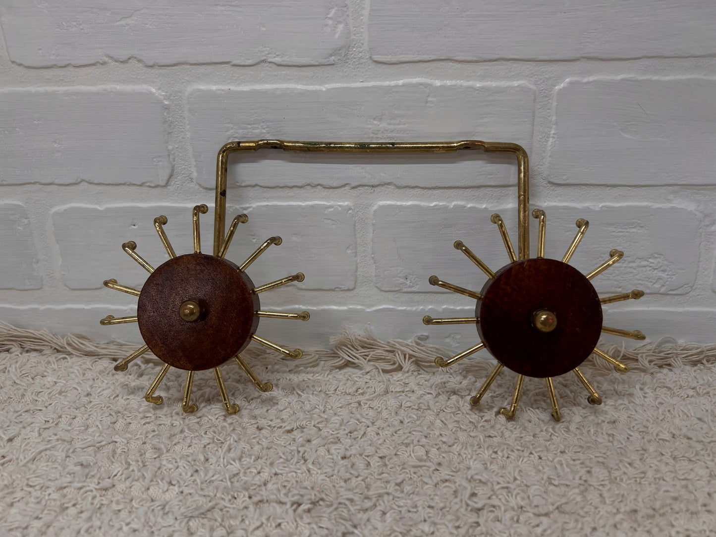 Vintage brass & wood tie/jewelry organizer