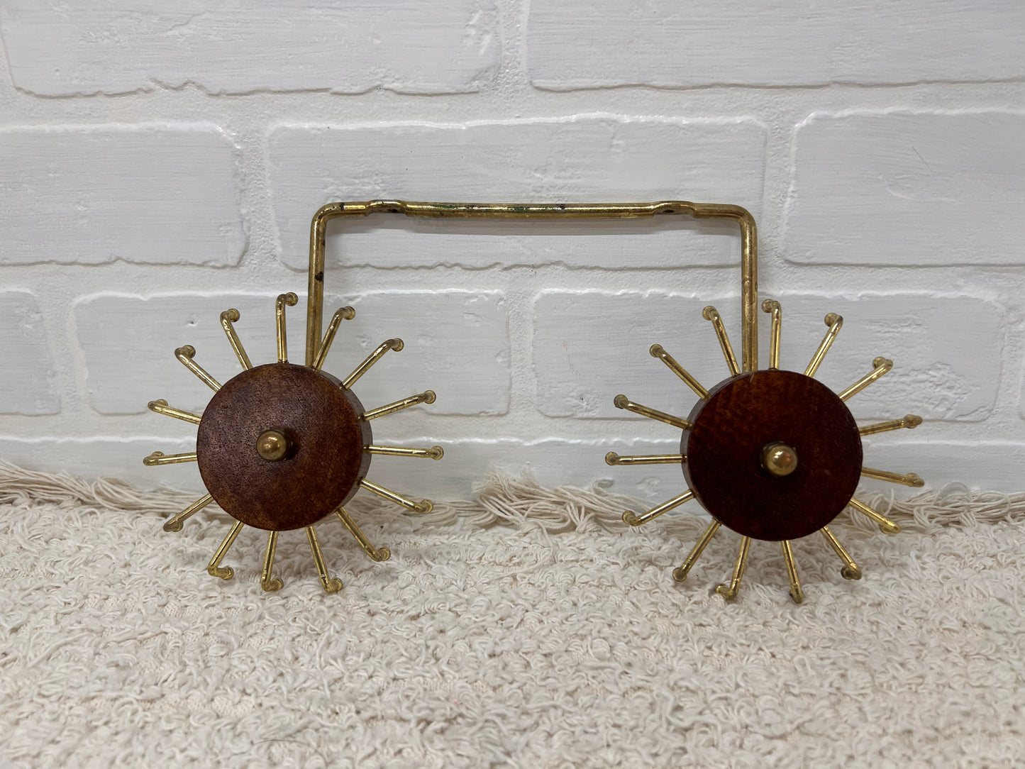 Vintage brass & wood tie/jewelry organizer