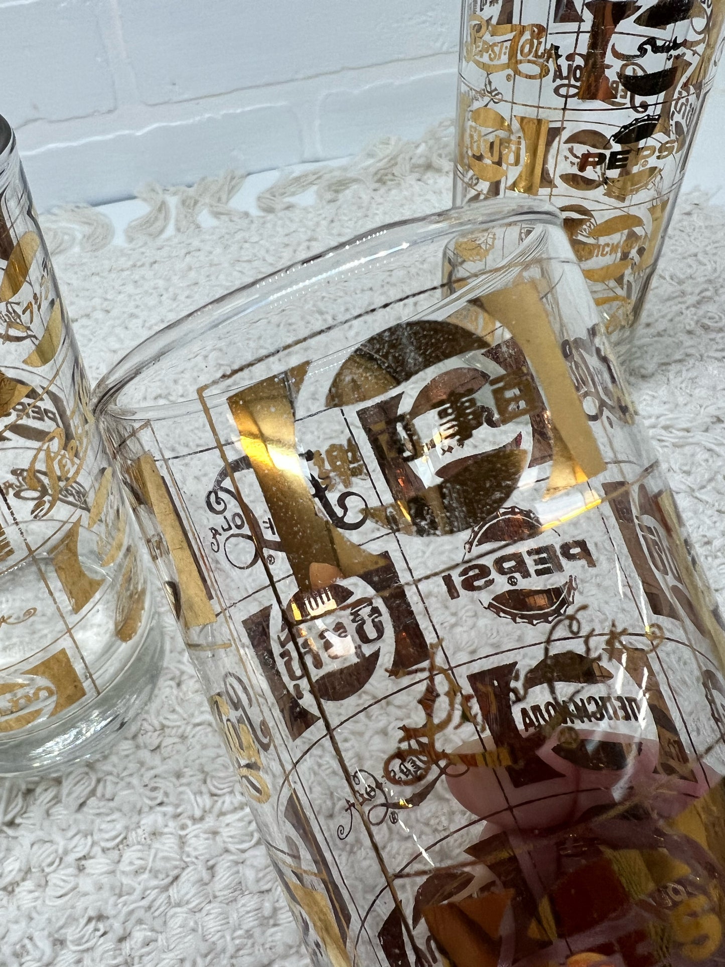 Bartlett Collins Pepsi gold glass set - four glasses
