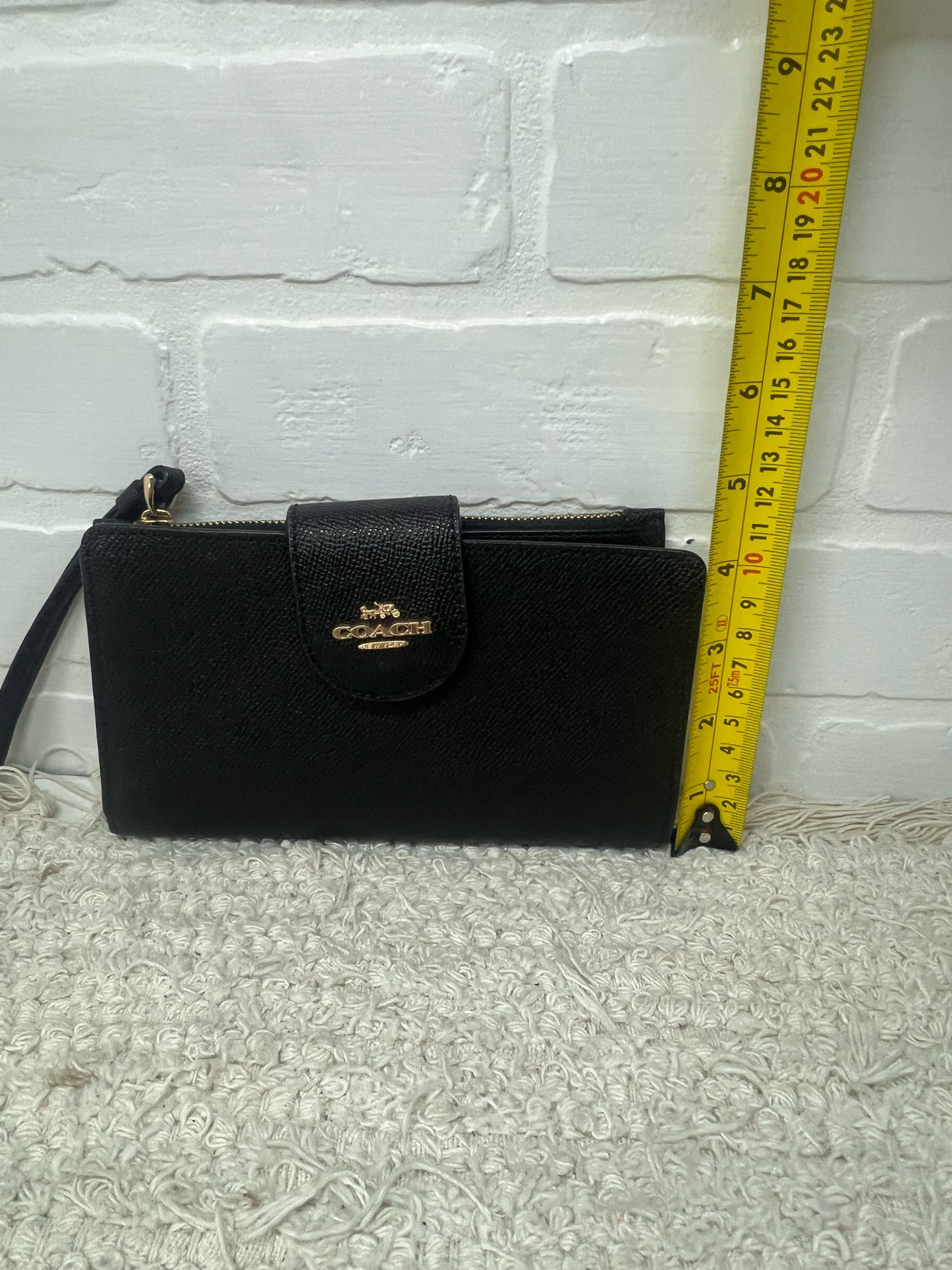 Coach Cross Grain Tech Wallet Black Leather EUC
