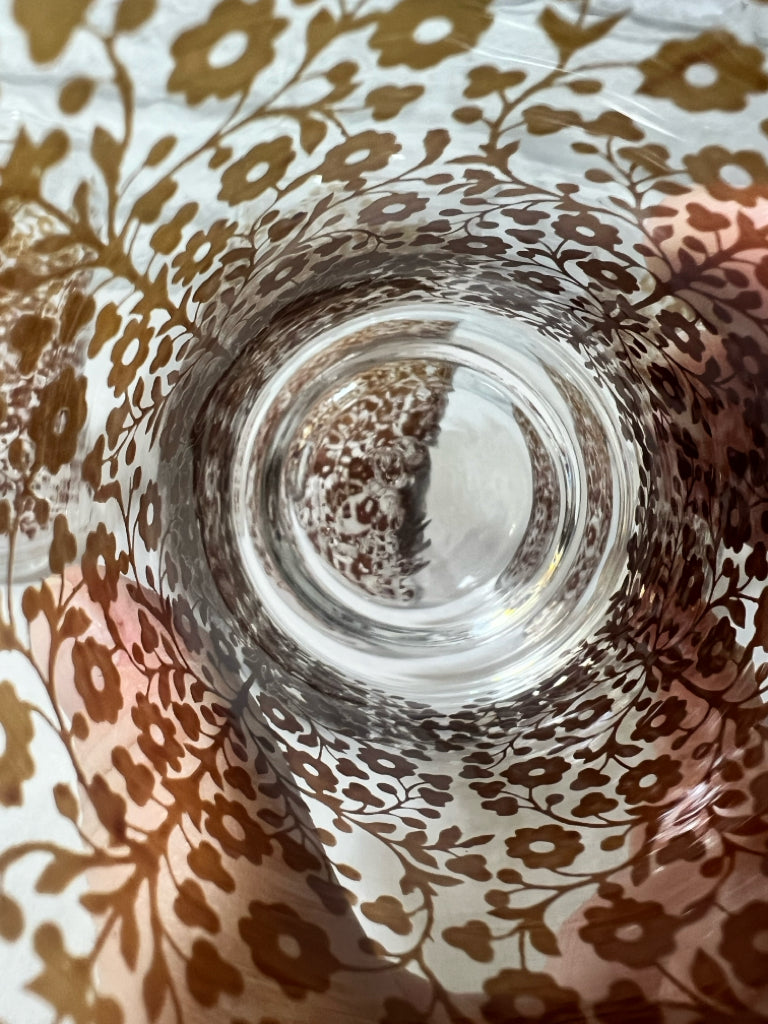 Libbey brown floral tumbler set (4 glasses)
