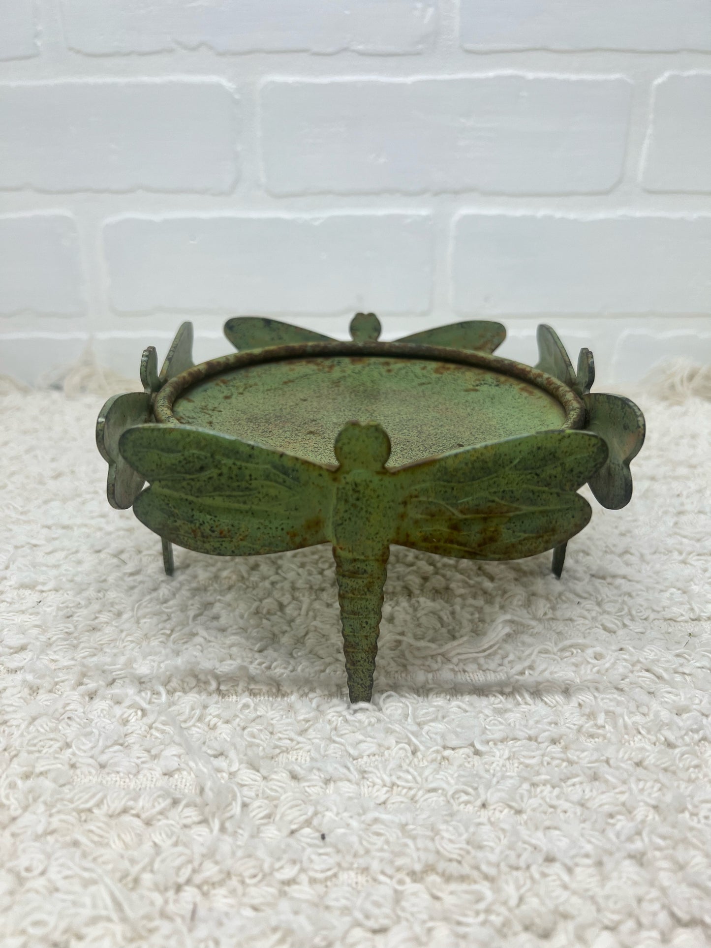 Rustic dragonfly candle stand