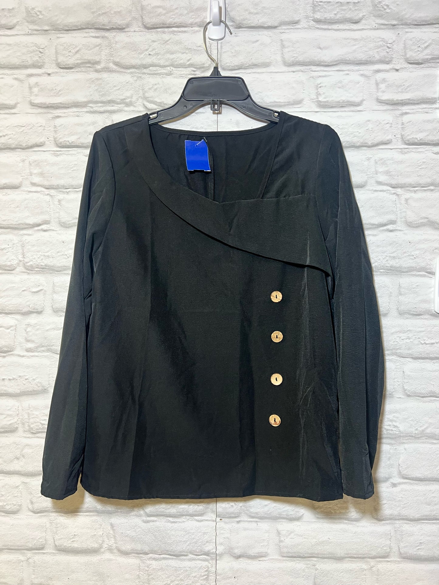 Size M black long sleeved asymetrical top