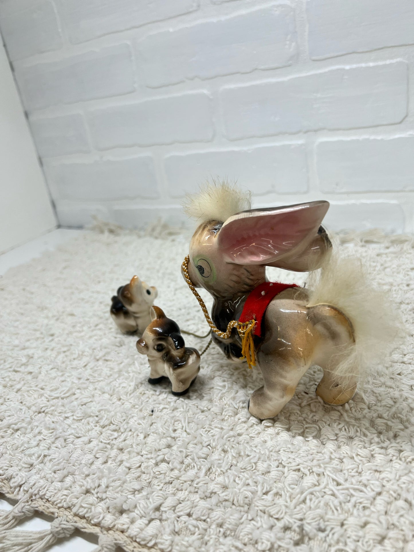 1950's mama & baby burro figurine set