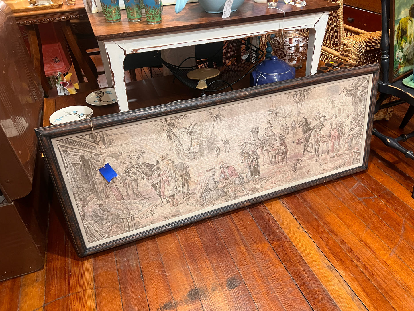 Antique framed tapestry