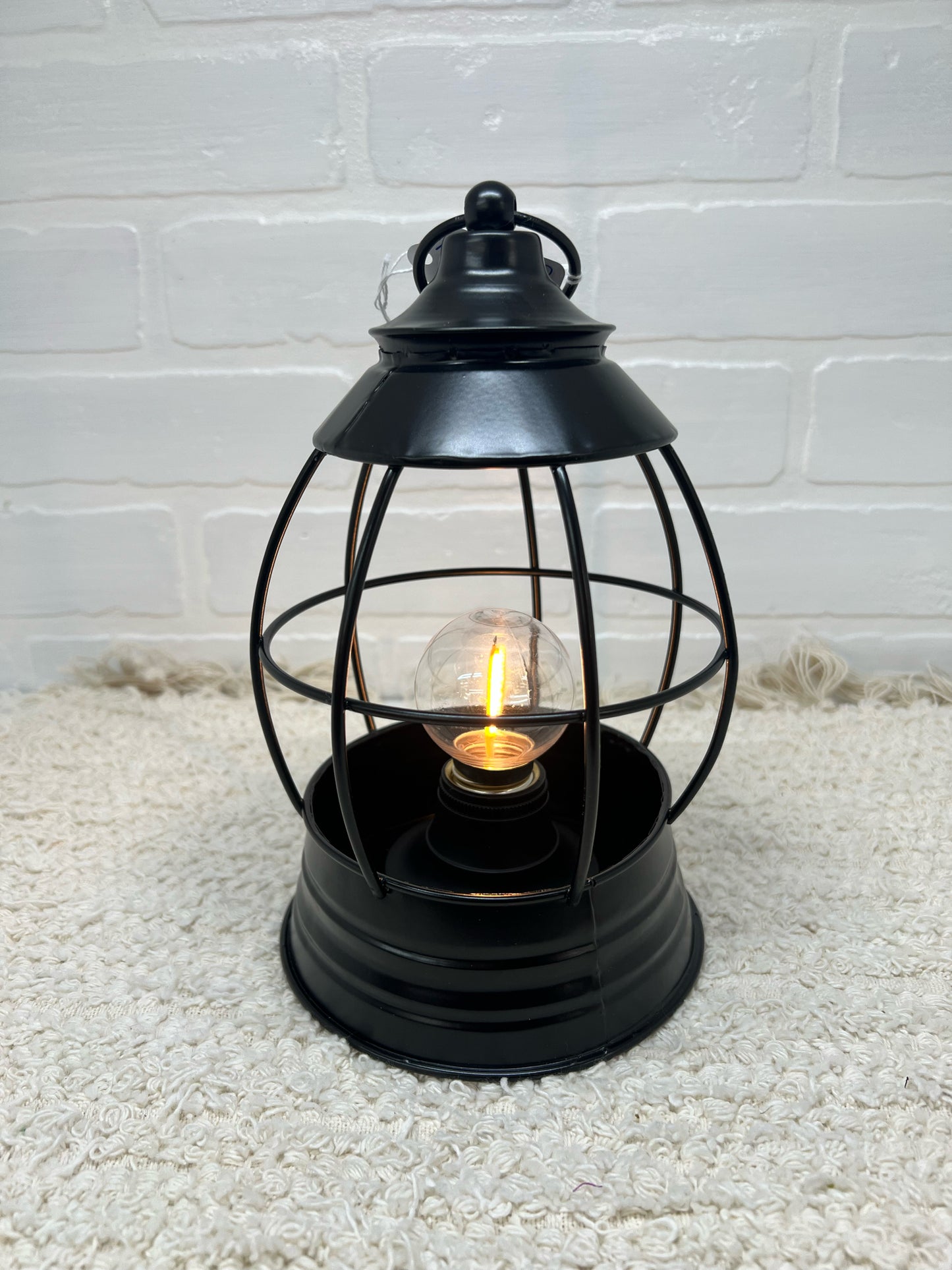 Battery Operated Black Metal Lantern