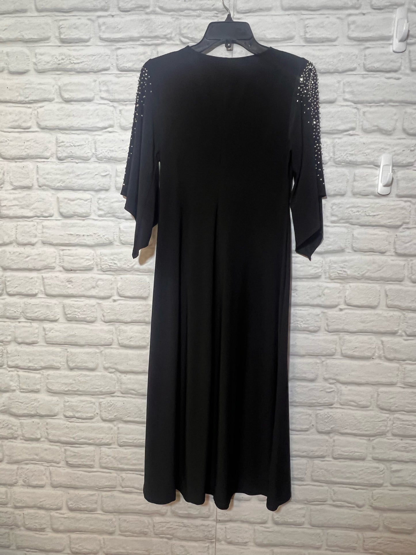 Size S MSK Black Maxi Dress w/ Silver Beaded Sleeves