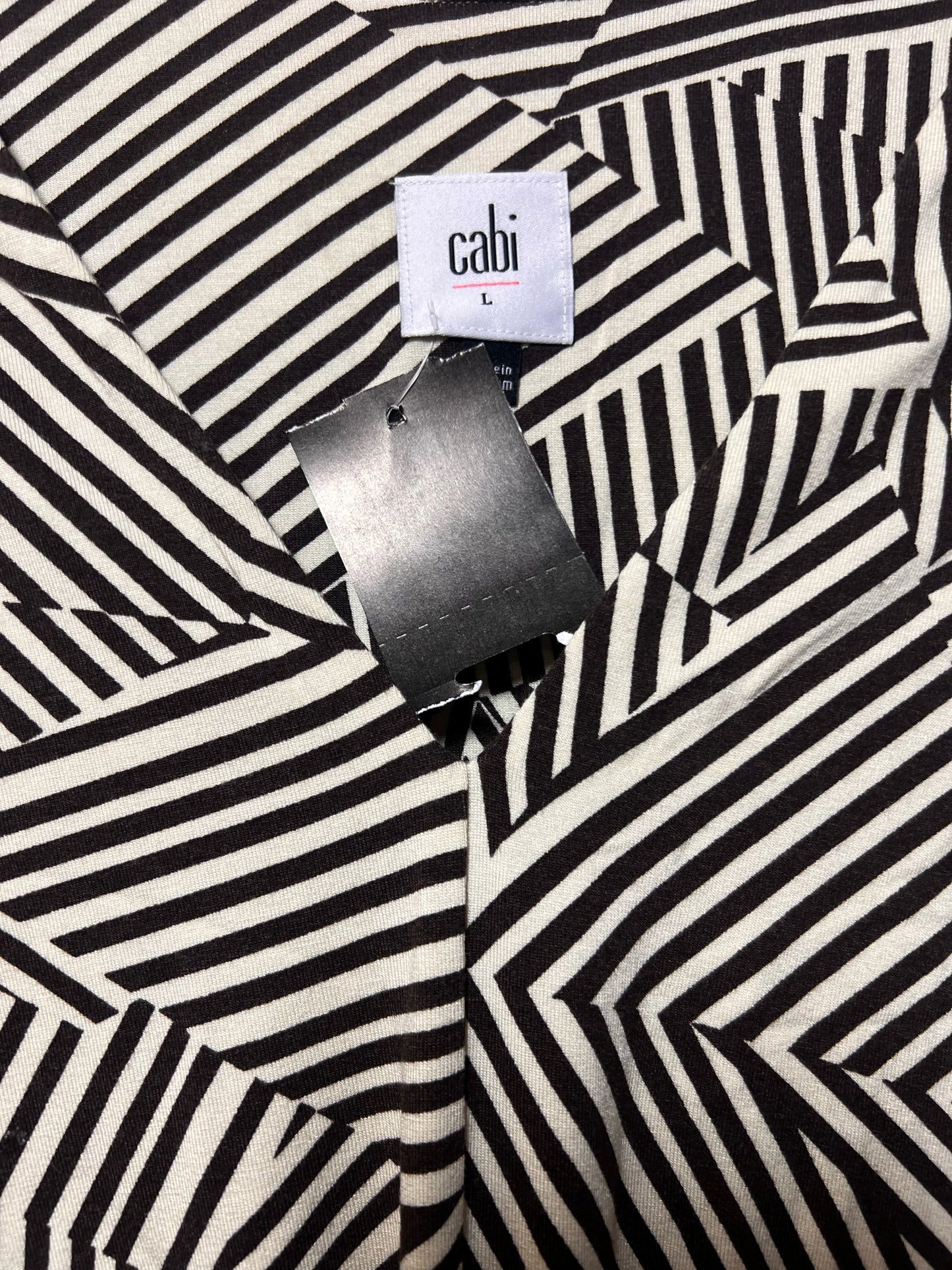 Size L CAbi Geometric Stripe Black & White Dress